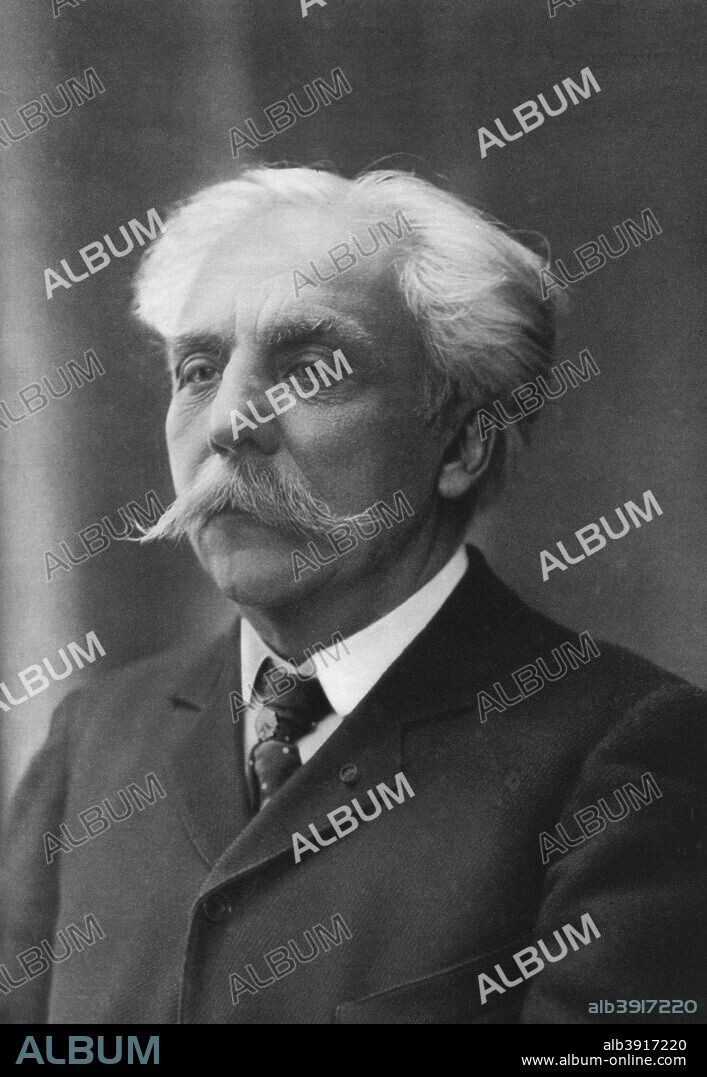 Gabriel Fauré (1845-1924), French composer, organist, pianist and teacher. A print from Les Musiciens Celebres, Lucien Mazenod, Paris, 1948.