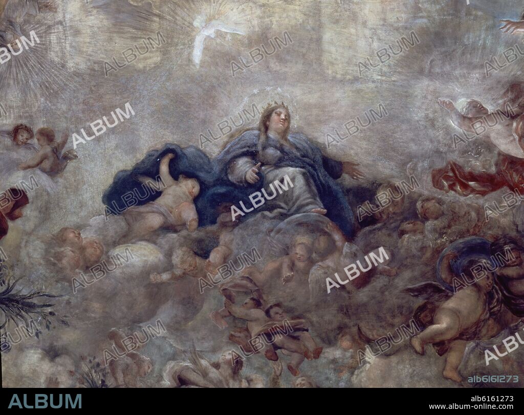 JUAN CARREÑO DE MIRANDA-FRANCISCO RICCI-LUCA G. CORONACION DE LA VIRGEN - PINTURAS DE LA CUPULA DE LA IGLESIA DE SAN ANTONIO DE LOS ALEMANES - SIGLO XVII - BARROCO.
