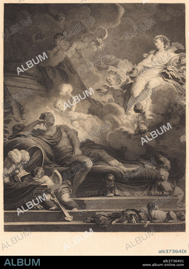 NICOLAS FRANçOIS REGNAULT AFTER JEAN-HONORé FRAGONARD. Le Songe d'Amour (Love's Dream). Dated: 1785. Medium: stipple etching [proof before engraved title].