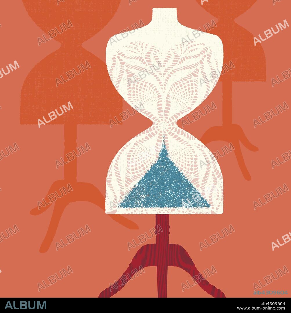 Female mannequin shaped like hourglass running out.
