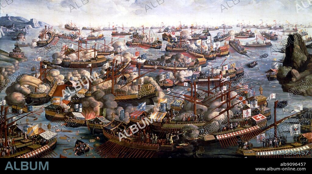 Battle of Lepanto 7th October 1571. The final defeat of the Ottoman forces by the Christains under Don Juan of Austria.
