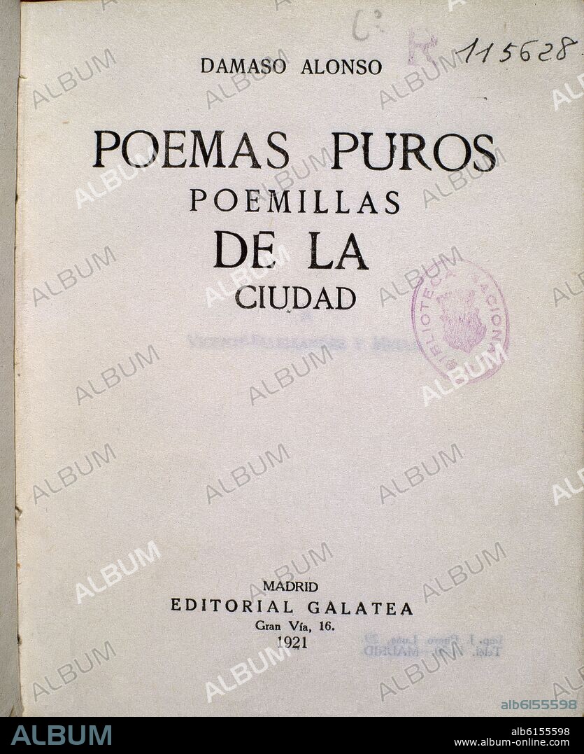 ALONSO DAMASO. POEMAS PUROS 1921 4/1778.