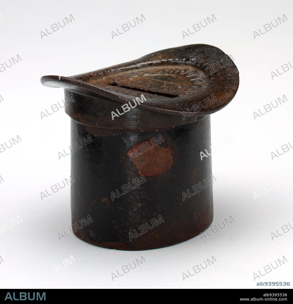 Lincoln High Hat (Pass Around the Hat)' still bank, c. 1882, 2 1/4 x 2 7/16 x 2 15/16 in. (5.72 x 6.19 x 7.46 cm), Iron, pigment, United States, 19th century.
