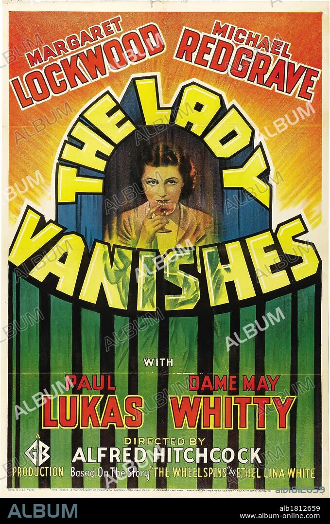Poster of THE LADY VANISHES, 1938, directed by ALFRED HITCHCOCK. Copyright GAINSBOROUGH FILMS.
