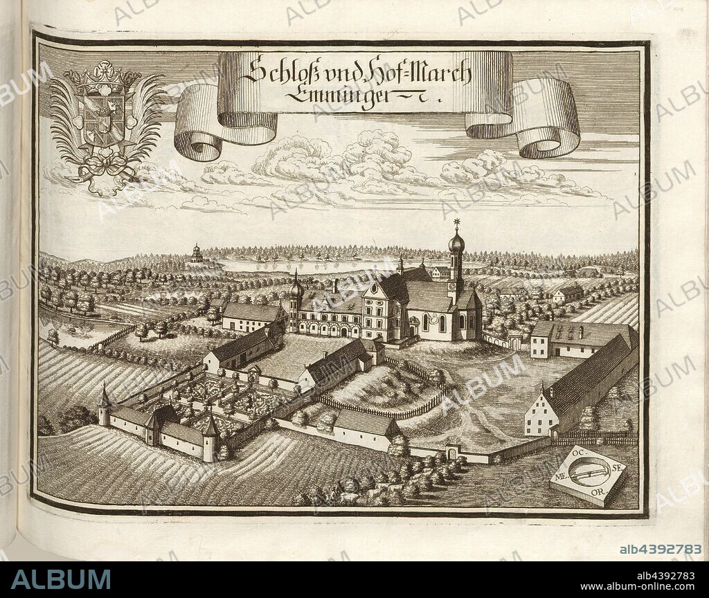 Castle and Hof-March Emmingen, Emming Castle in Eresing in Bavaria (Germany), Fig. 126, p. 68, Wening, Michael (del. et sc.), 1701, Michael Wening: Historico-topographica descriptio. Das ist: Beschreibung, dess Churfürsten- und Hertzogthumbs Ober- und Nidern Bayrn, welches in vier Theil oder Rennt-Aembter, als Oberlands München und Burgkhausen, Underlands aber in Landshuet unnd Straubing abgetheilt ist [...]. Thail 1. München: bey Johann Lucas Straub, gem: lobl. Landtschafft Buchtruckern, anno M.DCCI. [1701].