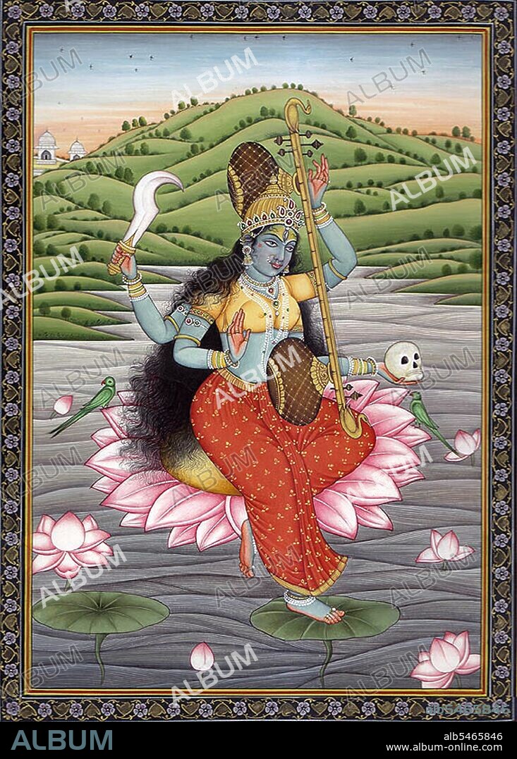 In Hinduism, Matangi is one of the Mahavidyas, ten Tantric goddesses and a ferocious aspect of Devi, the Hindu Divine Mother. She is considered as the Tantric form of Sarasvati, the goddess, she governs speech, music, knowledge and the arts. Her worship is described to acquire supernatural powers, especially gaining control over enemies, attracting people to oneself, acquiring mastery over the arts and gaining Supreme Knowledge. Matangi is often associated with pollution, inauspiciousness and the periphery of Hindu society, which is summed up in her most popular form Ucchishta-Chandalini or Ucchishta-Matangini. She is described as an outcaste (Chandalini) and offered left-over or partially-eaten food (Ucchishta) without washing his hands or food after eating; both of which are considered to be impure in classical Hinduism. Matangi is often pictured emerald green in colour. While Ucchishta-Matangini carries a noose, a sword, a goad, and a club, his other well-known form Raja-Matangi plays the veena and pictured often with a parrot.