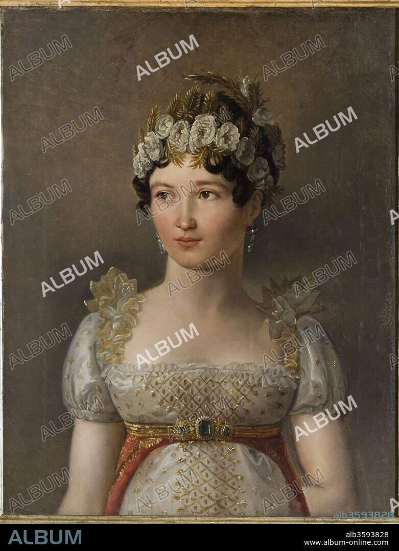 JEAN-BAPTISTE JOSEPH WICAR. Portrait of Caroline Bonaparte (1782-1839), Princesse Française, Grand Duchess of Berg and Cleves, Queen Consort of Naples.