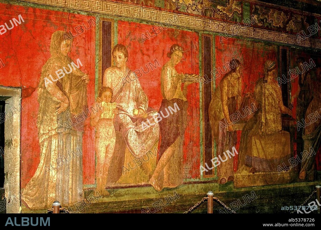 Wall painting at Villa dei misteri Pompeii Excavations Italy