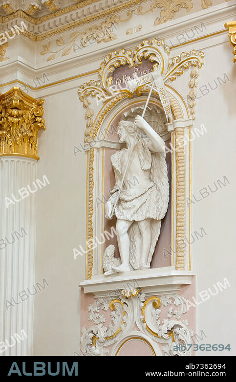 Wallfahrtskirche Maria-Hilf, Freystadt, Figur Johannes des Täufers, Hochbarock, erbaut 1712 - 1714 von Franziskanerbruder Philipp Plank. Vorbild für die Dresdner Frauenkirche.