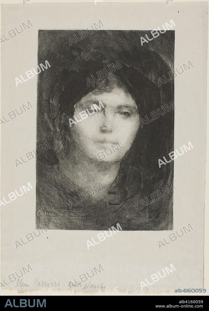 EUGENE CARRIERE. Madame Eugène Carrière. Eugène Carrière; French, 1849-1906. Date: 1893. Dimensions: 182 × 125 mm (image); 261 × 184 mm (sheet). Lithograph in black on light gray Japanese paper. Origin: France.