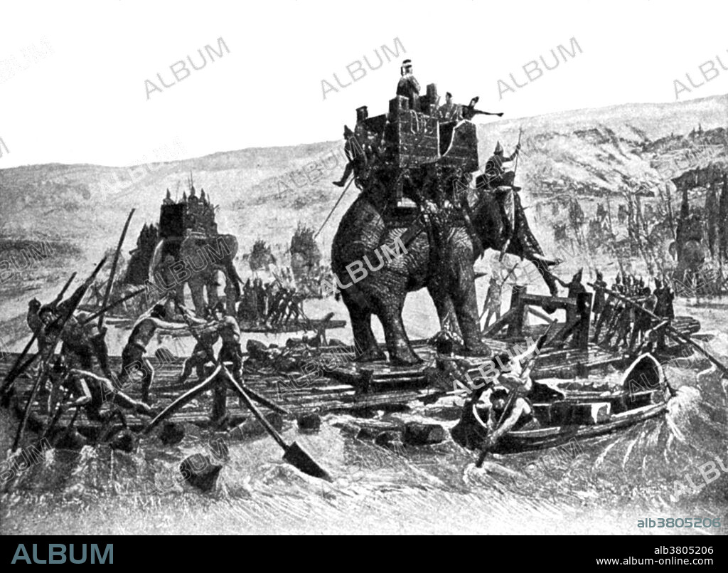 Hannibal's War Elephants Cross Rhone, Second Punic War