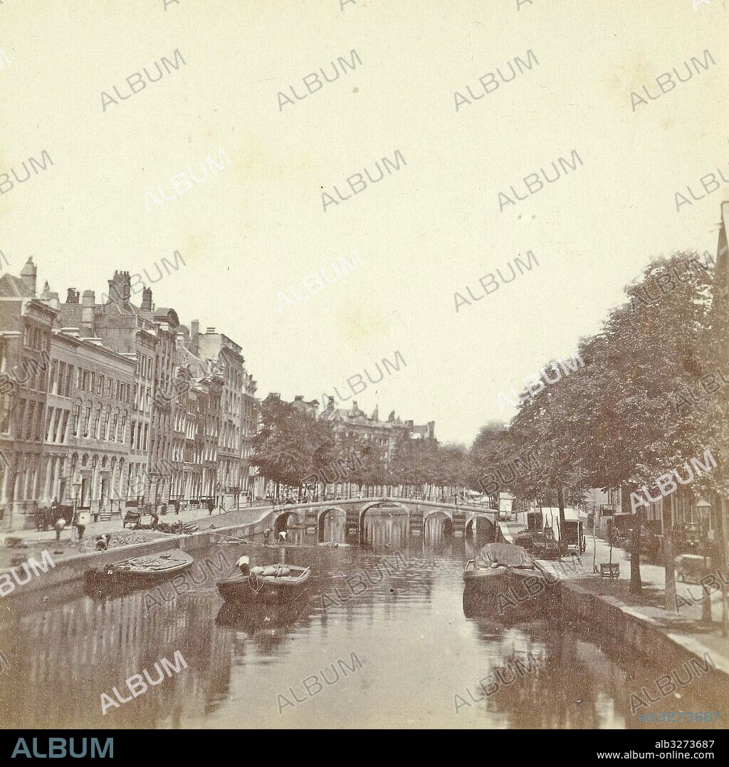 Herengracht over the Warmoesgracht, nowadays Raadhuisstraat in Amsterdam, The Netherlands, Anonymous, Andries Jager, c. 1860 - c. 1870.
