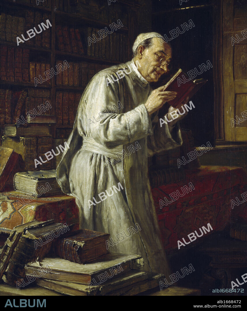 EDUARD VON GRÜTZNER. Title Unknown (Clergyman in his Study), 1899, Eduard von Grutzner (1846-1925 German).