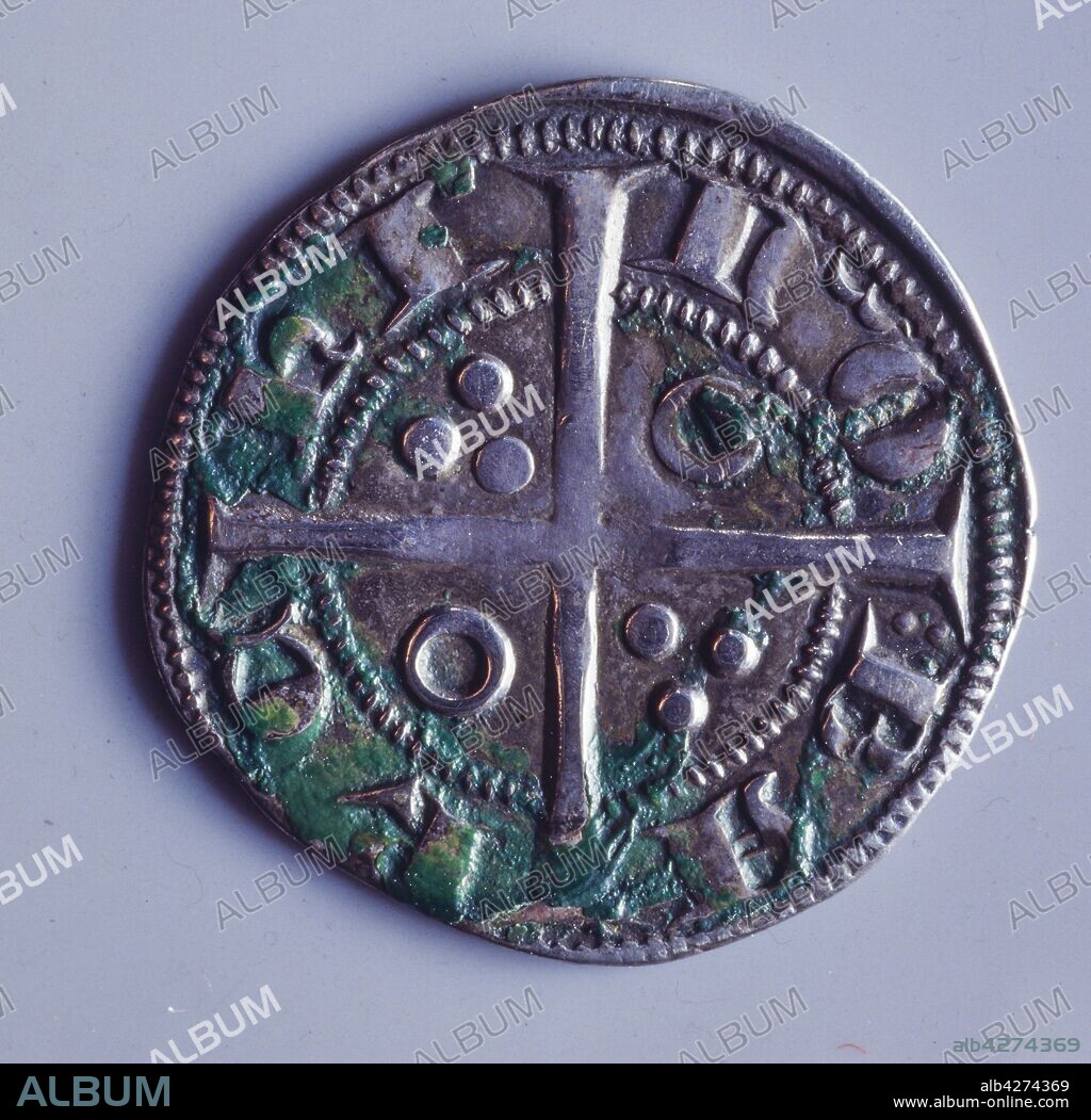 Croat, moneda de plata de Pedro II el Grande, acuñada en Barcelona, siglo XIII.