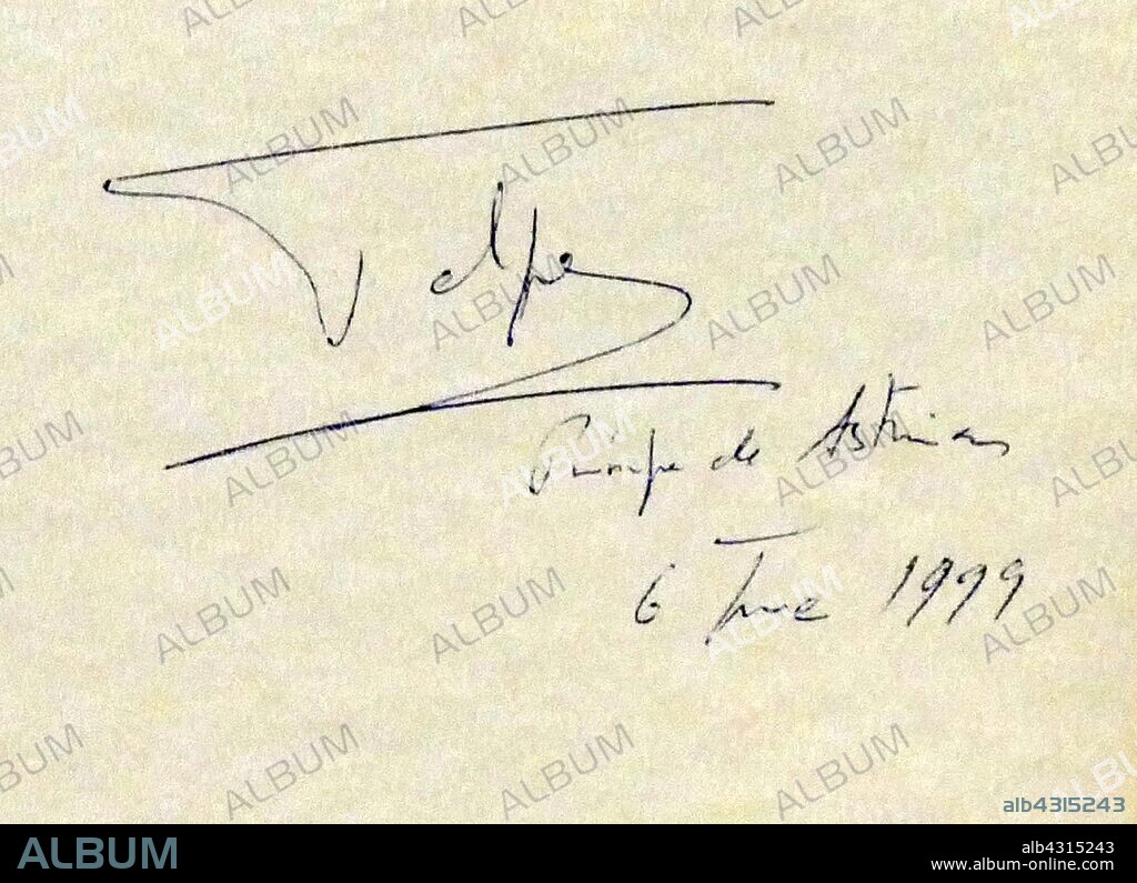 Signature of Crown Prince Felipe of Spain (later King Felipe VI, ( born 1968). He ascended the throne on 19 June 2014 upon the abdication of his father, King Juan Carlos I.