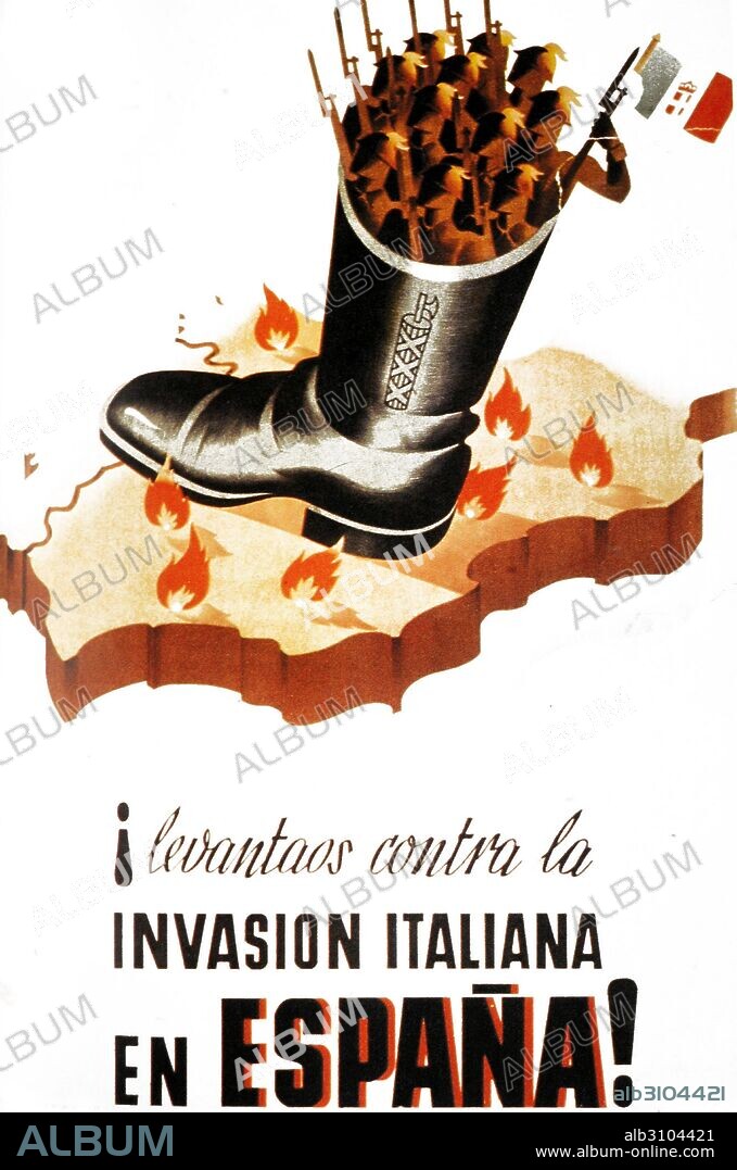 Spanish Anti-Fascist propaganda poster, 1937 issued by the provisional government in Madrid.