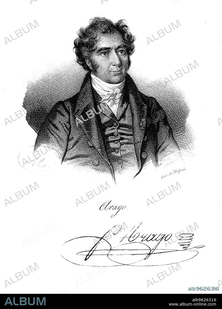 DELPECH. Dominique Francois Jean Arago (1786-1853), French astronomer, physicist and politician, c1820. Arago made important discoveries in the fields of astronomy, magnetism and optics. He was appointed director of the Paris Observatory in 1843. A staunch republican, he entered politics in 1830 and became a member of the provisional government formed after the Revolution of 1848.