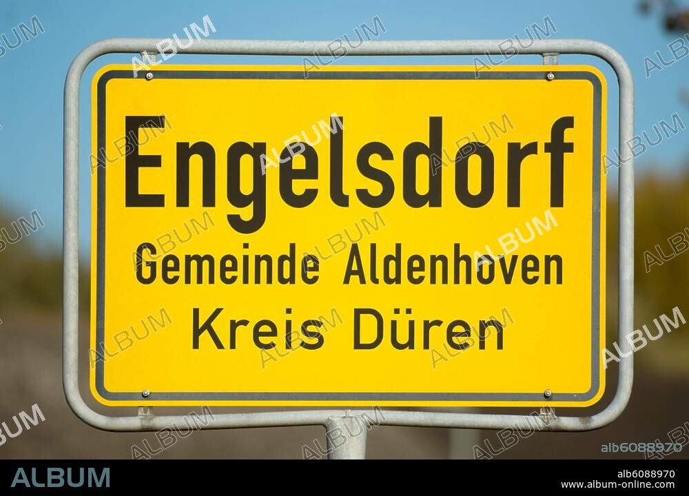 BRD, Deutschland, NRW, Kreis Düren, Aldenhofen, Engelsdorf, Ortsschild.