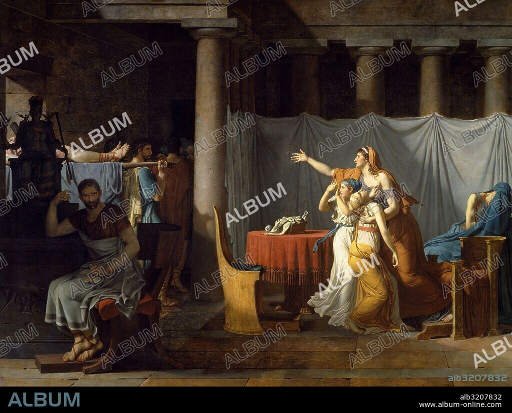 ARTE SIGLO XVIII. FRANCIA. DAVID, Jacques-Louis (París,1748-Bruselas,1825). Pintor francés, máximo representante de la pintura neoclásica francesa. "LOS LICTORES, EJECUTADORES DE LAS ORDENES DE LOS MAGISTRADOS, TRAEN A BRUTO LOS CUERPOS DE SUS HIJOS MUERTOS" (1789). Museo del Louvre. París. Francia.