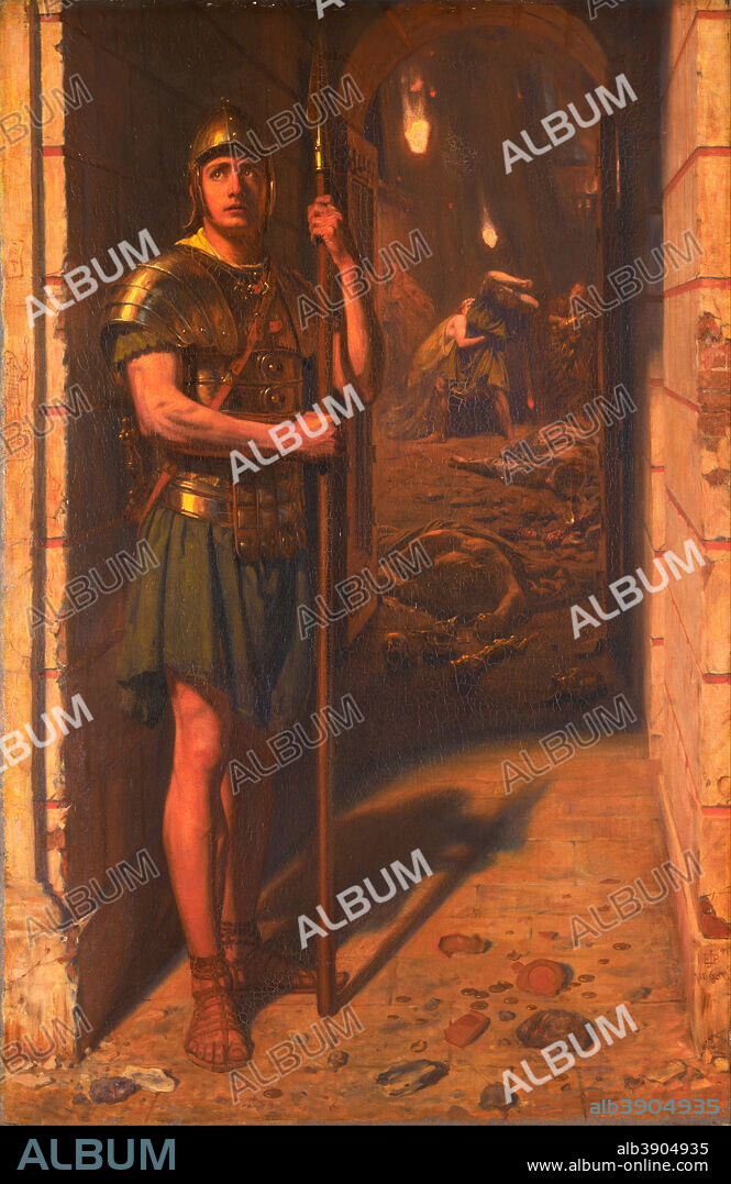 EDWARD POYNTER. Faithful Unto Death. Date/Period: 1865. Painting. Oil on canvas. Height: 1,150 mm (45.27 in); Width: 755 mm (29.72 in).