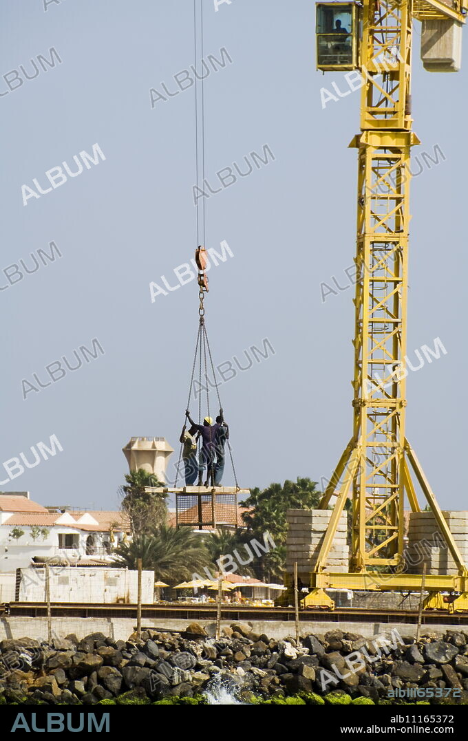 New pier under construction, Santa Maria, Sal (Salt), Cape Verde Islands, Africa.
