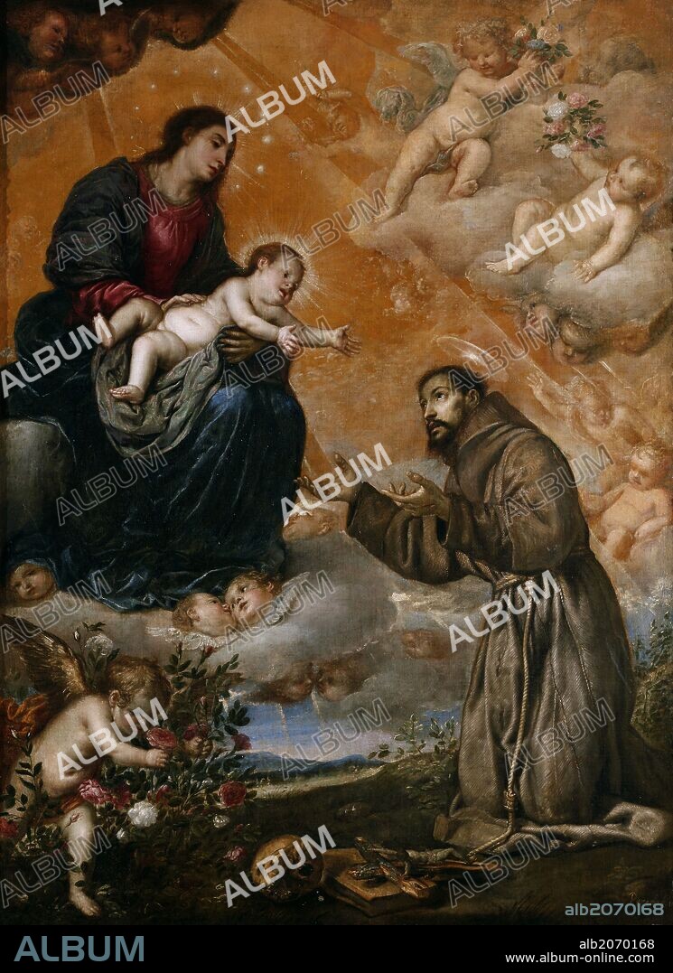 Antonio de Pereda y Salgado / 'San Francisco de Asís en la Porciúncula', 1664, Escuela Española, Óleo sobre Lienzo, 222 cm x 164 cm, P01317.
