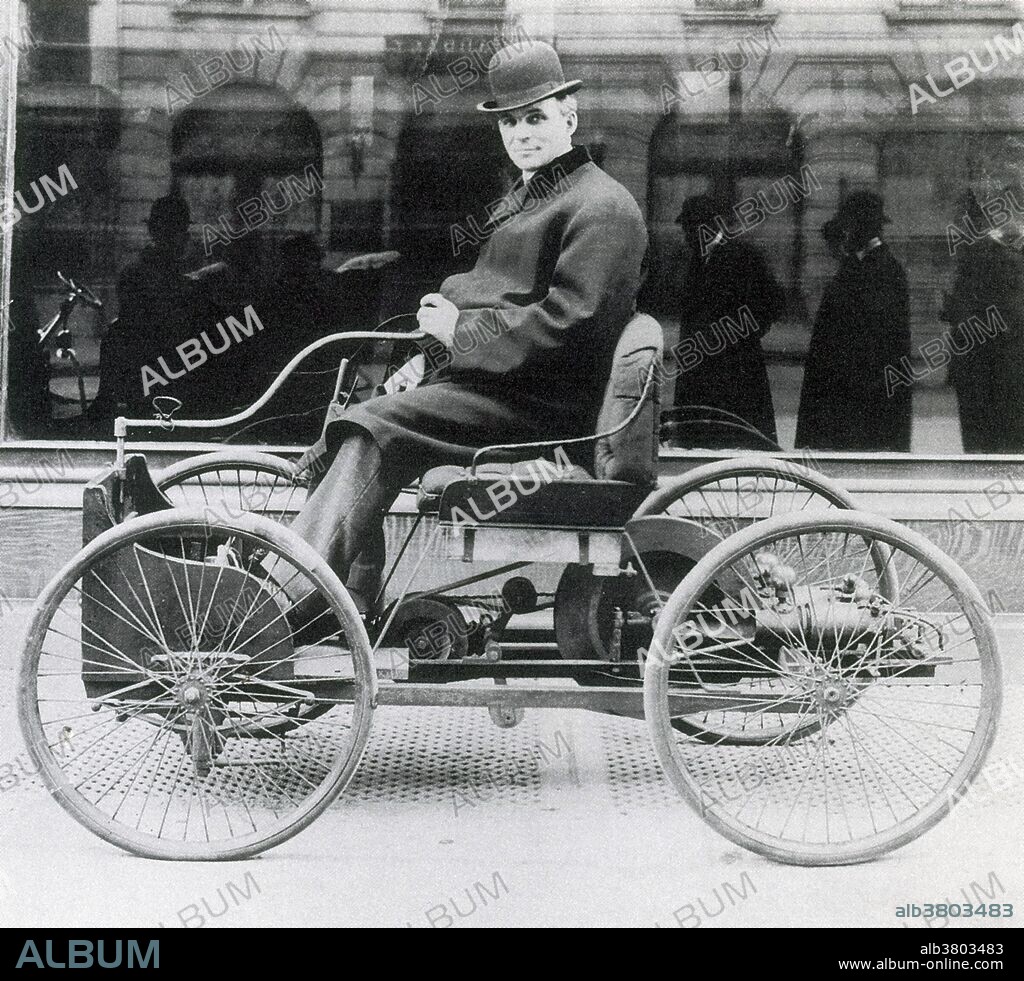 Henry Ford (July 30, 1863 - April 7, 1947) was an American industrialist, the founder of the Ford Motor Company, and sponsor of the development of the assembly line technique of mass production. His introduction of the Model T automobile revolutionized transportation and American industry. As owner of the Ford Motor Company, he became one of the richest and best-known people in the world. He is credited with "Fordism": mass production of inexpensive goods coupled with high wages for workers. He instituted the $5 a day minimum wage and is said to have contributed to the creation of the middle class. Ford had a global vision, with consumerism as the key to peace. His intense commitment to systematically lowering costs resulted in many technical and business innovations, including a franchise system that put dealerships throughout most of North America and in major cities on six continents. Ford left most of his vast wealth to the Ford Foundation but arranged for his family to control the company permanently. Ford was widely known for his pacifism during the first years of World War I, but also for being the publisher of antisemitic texts such as the book The International Jew. In ill health, Ford ceded the presidency to his grandson Henry Ford II in September 1945 and went into retirement. He died in 1947 of a cerebral hemorrhage at age 83. No photographer credited, undated.