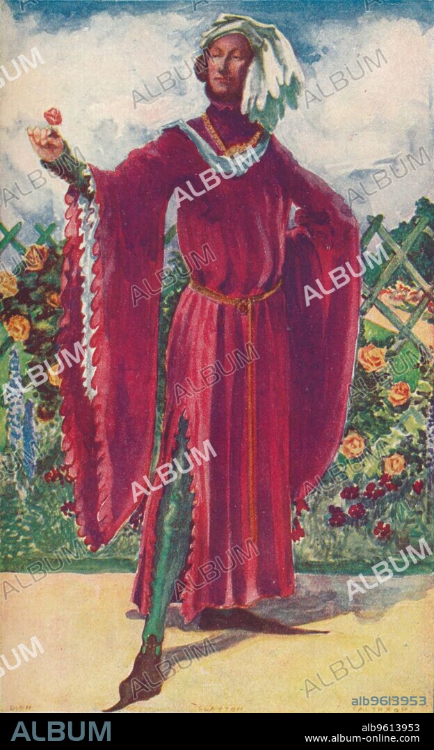 'A Man of the Time of Richard II', 1907. From English Costume, painted and described by Dion Clayton Calthrop. [Adam & Charles Black, London, 1907].