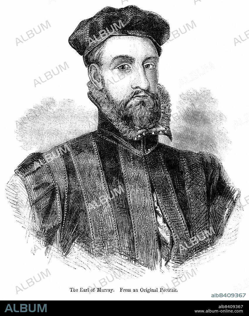 The Earl of Murray (Moray), Illustration from the Book, John CasselÄôs Illustrated History of England, Volume II, text by William Howitt, Cassell, Petter, and Galpin, London, 1858.