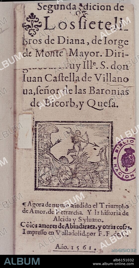 MONTEMAYOR JORGE. SEGUNDA EDICION DE LOS SIETE LIBROS DE DIANA - 1561.