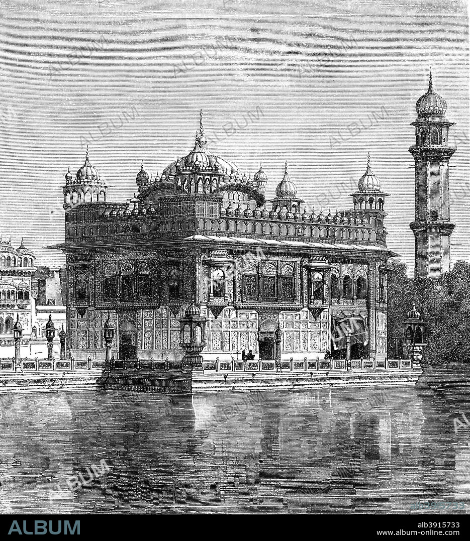 The Golden Temple and the Lake of Immortality at Amritsar, India, 1895. From The Universal Geography with Illustrations and Maps, division XV, written by Elisee Reclus and published by Virtue & Co. Limited (London, 1895).