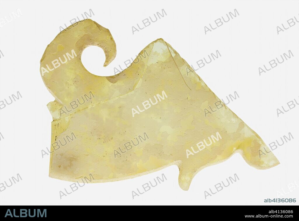 ANCIENT ROMAN. Fragment From a Platter Handle. Roman. Date: 200 AD-476 AD. Dimensions: 6.4 × 8.9 × 0.5 cm (2 1/2 × 3 1/2 × 3 /16 in.). Glass. Origin: Roman Empire.