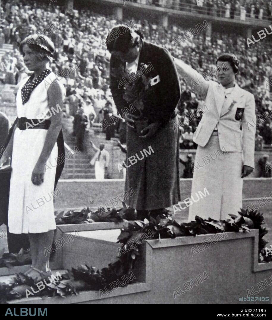 Photographic print of Hideko Maehata (1914-1995) a Japanese breaststroke swimmer and gold medal winner during the 1936 Berlin Olympic Games. Dated 20th Century.