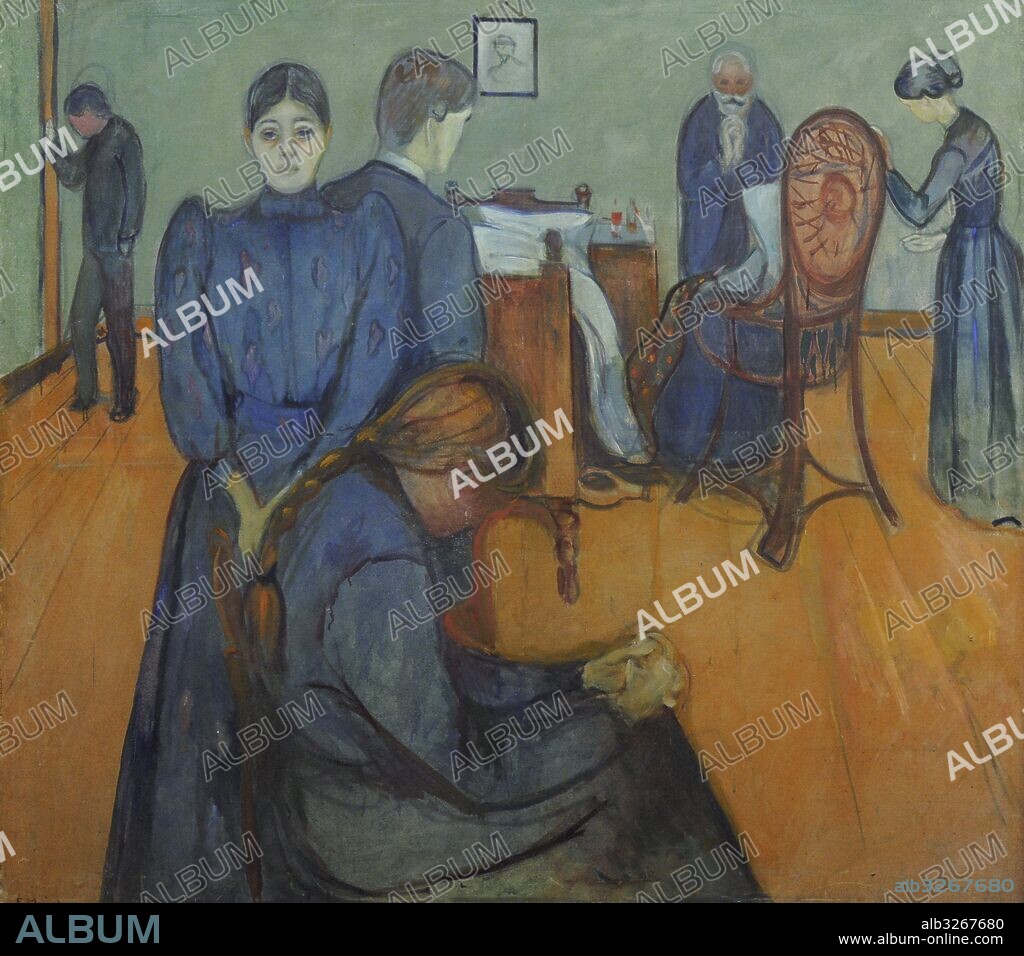 Edvard Munch (1863-1944). Norwegian painter. Death in the Sickroom, 1893. National Gallery. Oslo. Norway.