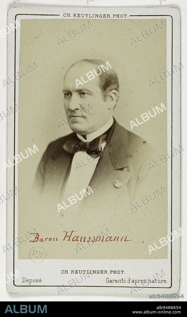 Portrait of Baron Haussmann (Georges, Eugène), (1809-1891), administrator and politician, Reutlinger, Charles, Photographer, Between 1860 and 1890, 2nd half of the 19th century, Graphic Arts, Photography, Albumen print, Dimensions of the work: Height: 8.9 cm, Width: 5.5 cm.