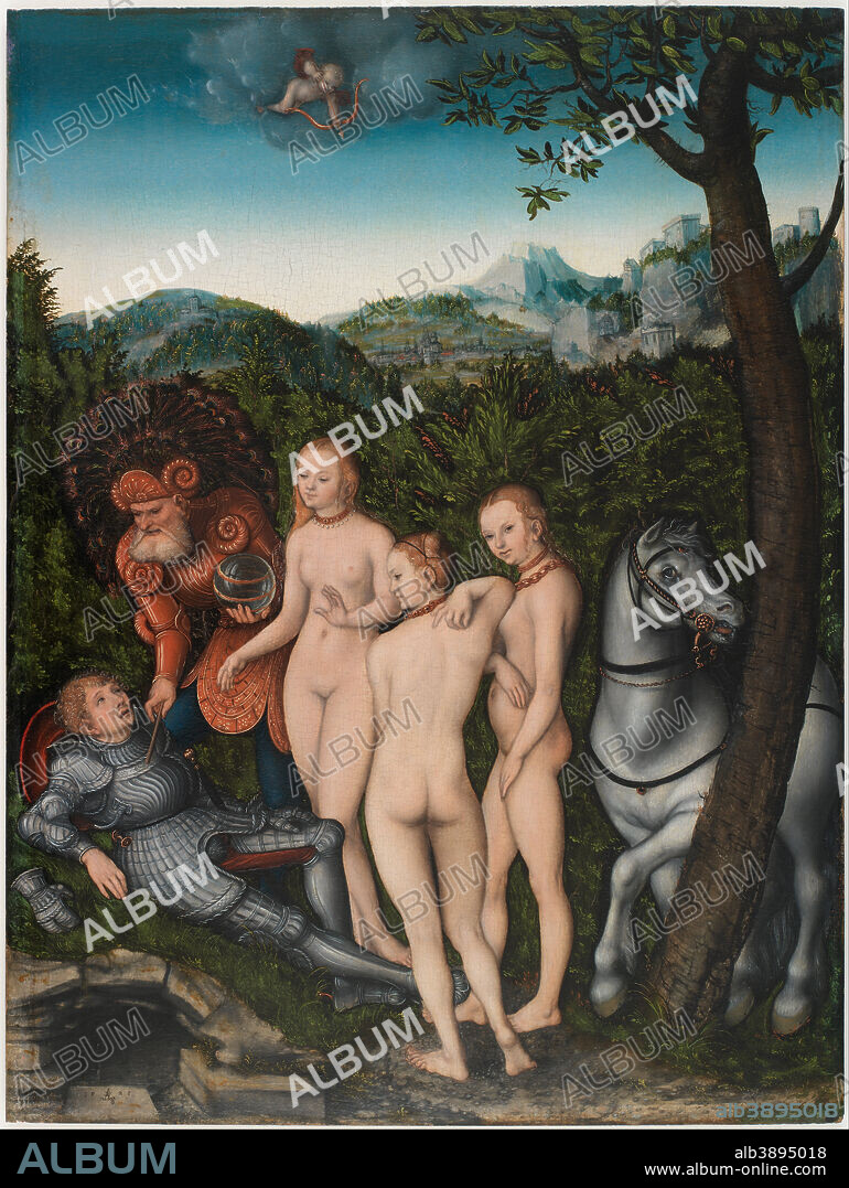 LUCAS CRANACH THE ELDER. The Judgment of Paris. Date/Period: 1527. Painting. Oil on panel. Height: 505 mm (19.88 in); Width: 380 mm (14.96 in).