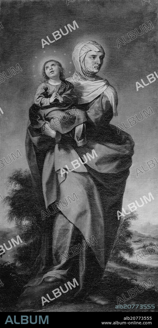 ALONSO CANO. SANTA ANA CON LA VIRGEN MARIA - RETABLO DEL NOMBRE DE JESUS - SIGLO XVII - FOTOGRAFIA EN BLANCO Y NEGRO - AÑOS 60.