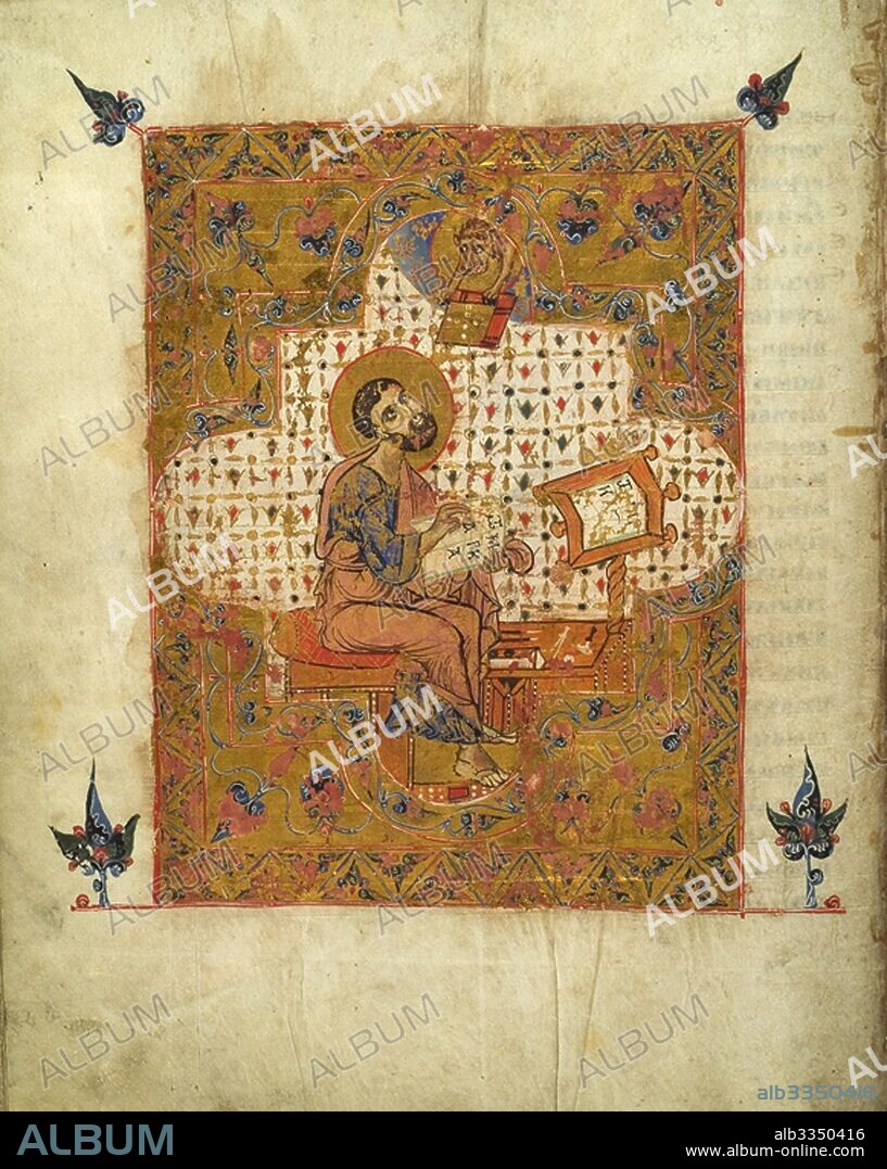 ANCIENT RUSSIAN ART. Mark the Evangelist. Mstislav Gospel (Aprakos Gospel) of Grand Prince Mstislav I Vladimirovich the Great.