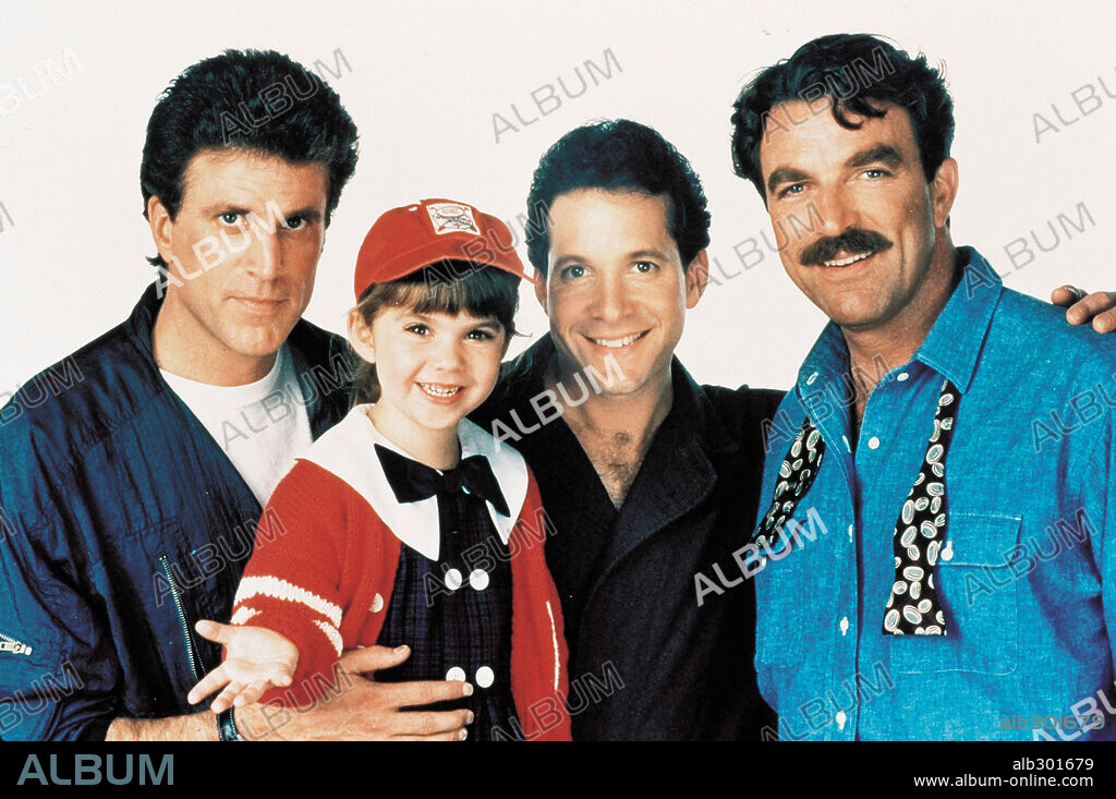 STEVE GUTTENBERG, TED DANSON y TOM SELLECK en TRES HOMBRES Y UNA PEQUEÑA DAMA, 1990 (THREE MEN AND A LITTLE LADY), dirigida por EMILE ARDOLINO. Copyright TOUCHSTONE PICTURES.