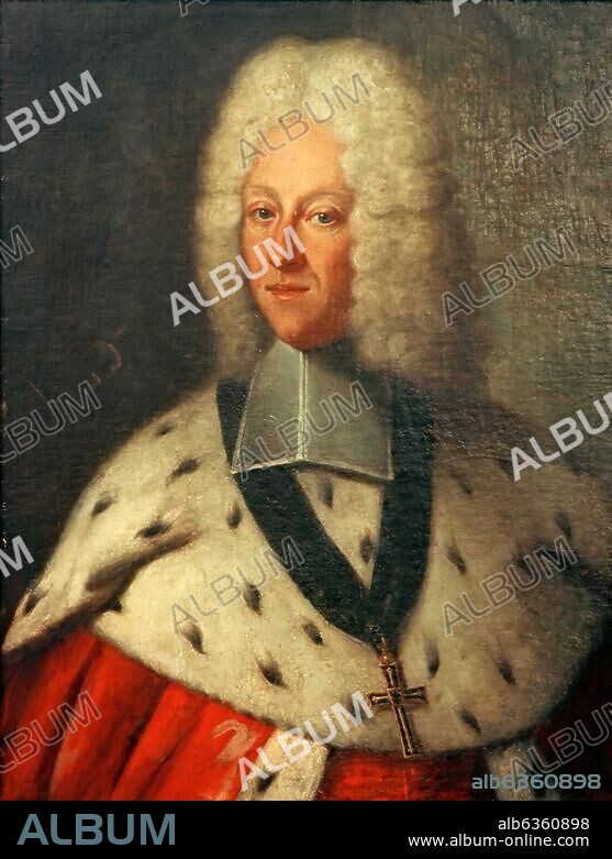 Franz Ludwig von Pfalz-Neuburg, Kurfürst und Erzbischof von Trier (1716-1729), Sohn von Philipp Wilhelm von Pfalz-Neuburg; Neuburg an der Donau 8.7.1664 - Breslau 6.4.1732. Porträt. Gemälde, nach 1716, von deutschem Maler. Öl auf Leinwand, 81 × 62 cm. Inv. Nr. Ell. L-G1. München, Staatl. Schlösser und Gärten.