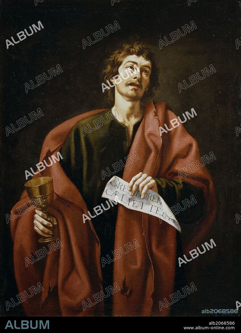 CRISTÓBAL GARCÍA SALMERÓN. Cristóbal García Salmerón / 'San Juan Evangelista', Siglo XVII, Escuela Española, Óleo sobre Lienzo, 142 cm x 107 cm, P03363.