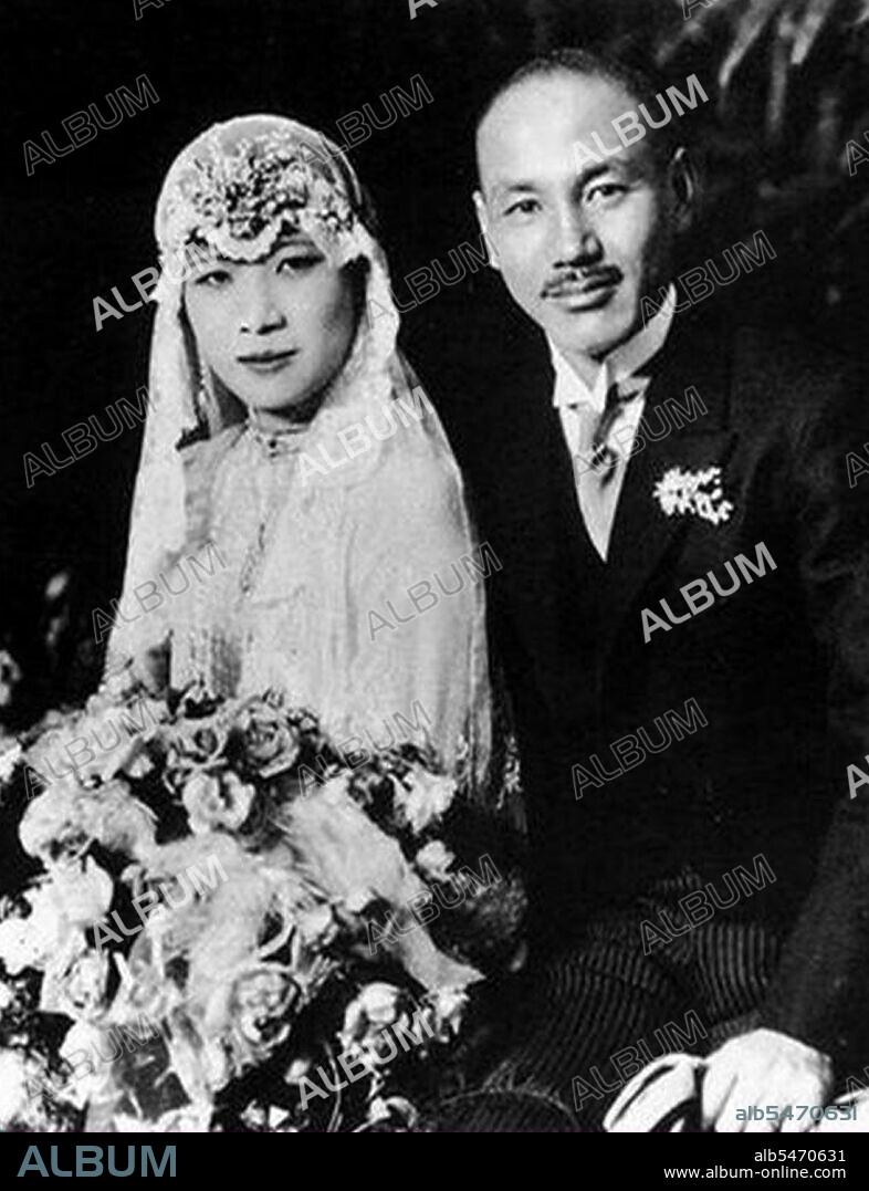 Marriage of Chiang Kai Shek and Soong May Ling, Shanghai, December 1 1927. Soong May-ling or Mei-ling, also known as Madame Chiang Kai-shek (Song Meiling, 1898-2003), First Lady of the Republic of China (ROC) and wife of President Chiang Kai-shek. She was a politician and painter. The youngest and the last surviving of the three Soong sisters, she played a prominent role in the politics of the Republic of China and was the sister in law of Song Qingling, wife of President Sun Yat-sen, the founder of the Chinese Republic (1912).