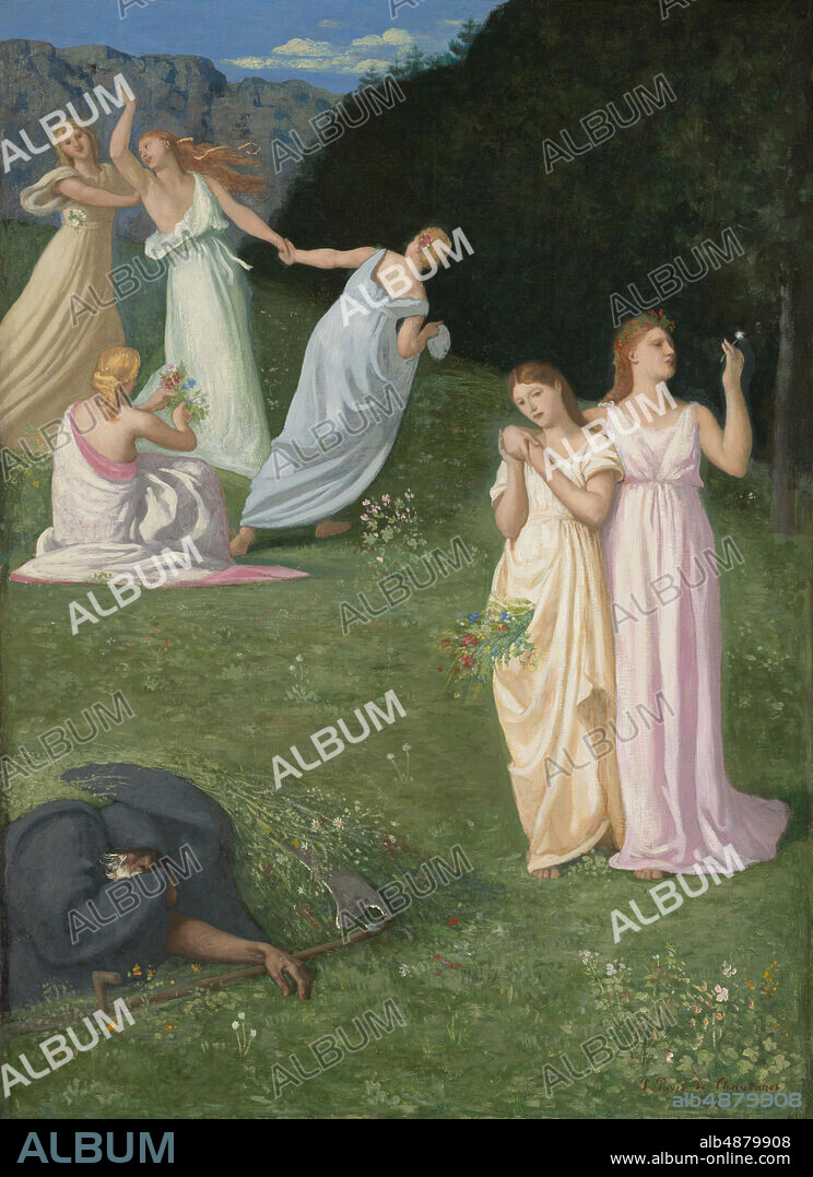 Pierre Puvis De Chavannes, French, 18241898, Death and the Maidens, 1872, Oil on canvas, 57 5/8 x 46 1/8 in. (146.4 x 117.2 cm).