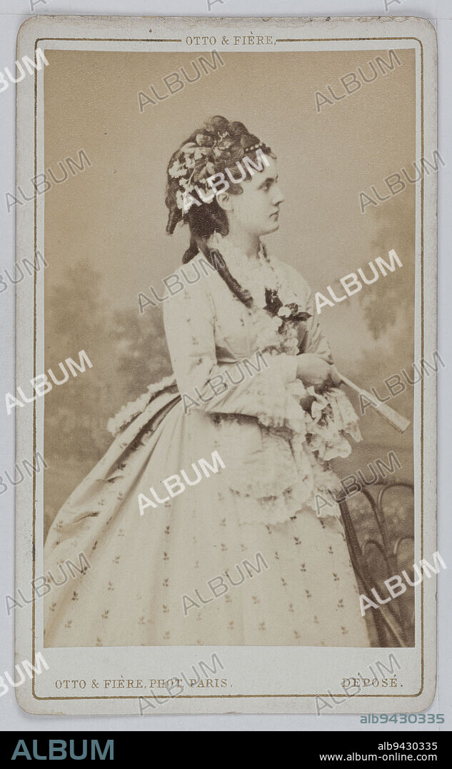 Portrait of Marie Reine, actress and singer at the Opéra comique Paris France, Otto & Fière, Photographer, Between 1860 and 1890, 2nd half of the 19th century, Graphic Arts, Photography, Albumen print, Height: 8.9 cm, Width: 5.6 cm.
