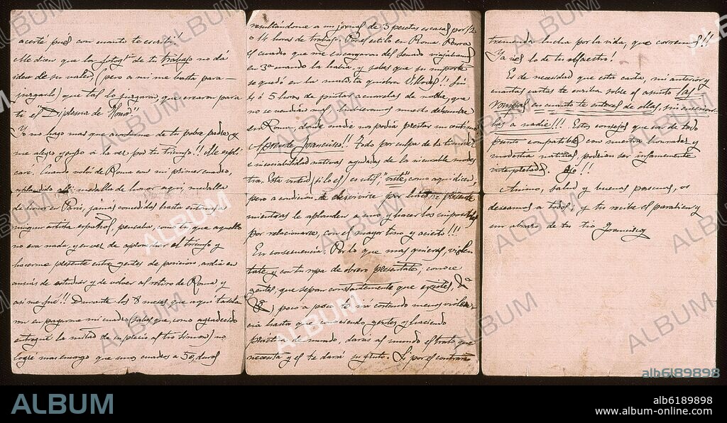 FRANCISCO PRADILLA Y ORTIZ (1848-1921). CARTA MANUSCRITA DE FRANCISCO RAMIREZ PADILLA A SU SOBRINO EL 21 DE DICIEMBRE DE 1913.