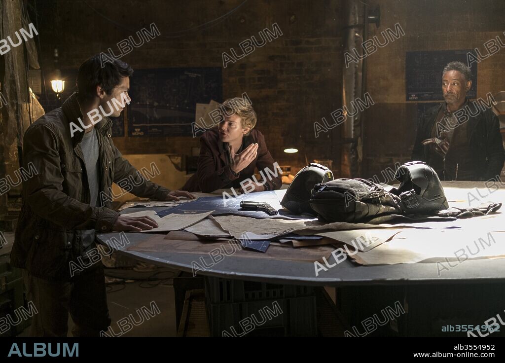 DYLAN O'BRIEN, GIANCARLO ESPOSITO und THOMAS BRODIE-SANGSTER in MAZE RUNNER: THE DEATH CURE, 2018, unter der Regie von WES BALL. Copyright Gotham Group / Temple Hill / 20th Century-Fox Film Corporati.