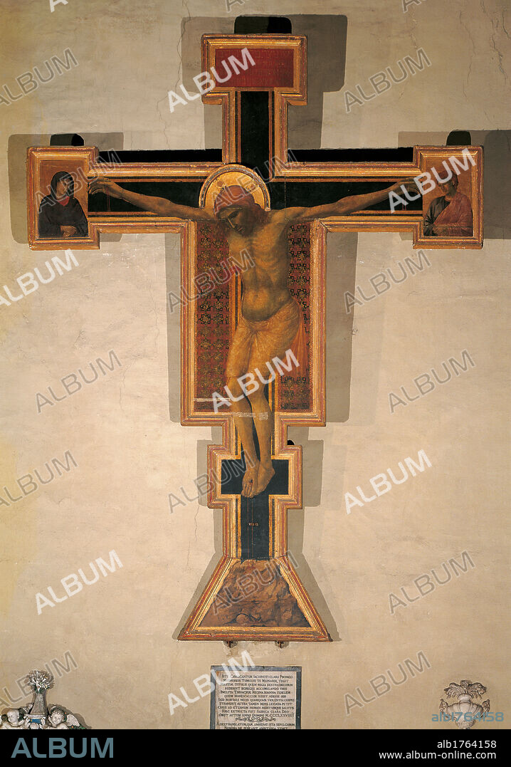 Crucifix, by Giotto, 1297-1300, 13th Century, panel,. Italy, Tuscany, Florence, Santa Maria Novella Basilica. All.