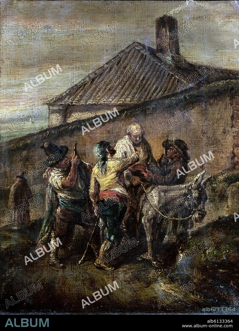 LEONARDO ALENZA. ESCENA DE BANDIDOS - SIGLO XIX - ROMANTICISMO ESPAÑOL.