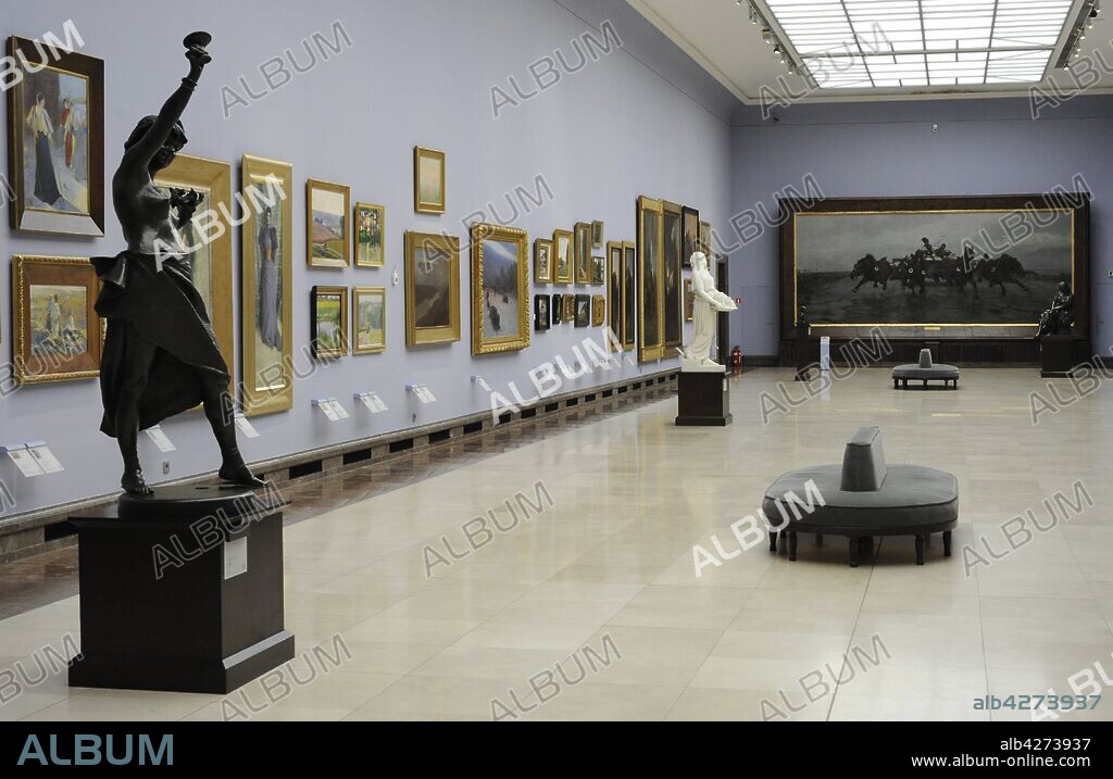 19th Century Polish Art Gallery (Sukiennice Museum). National Museum of Krakow. Interior view. Poland.