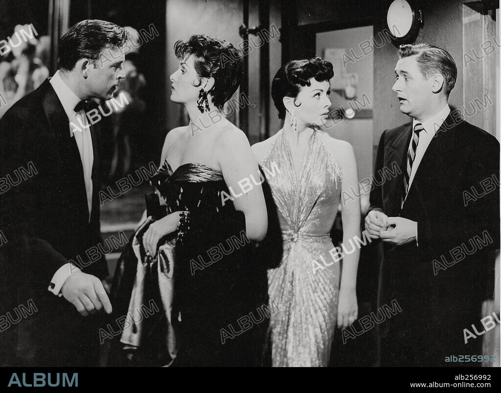 ALAN YOUNG, JANE RUSSELL, JEANNE CRAIN and SCOTT BRADY in GENTLEMEN MARRY BRUNETTES, 1955. Copyright UNITED ARTISTS.